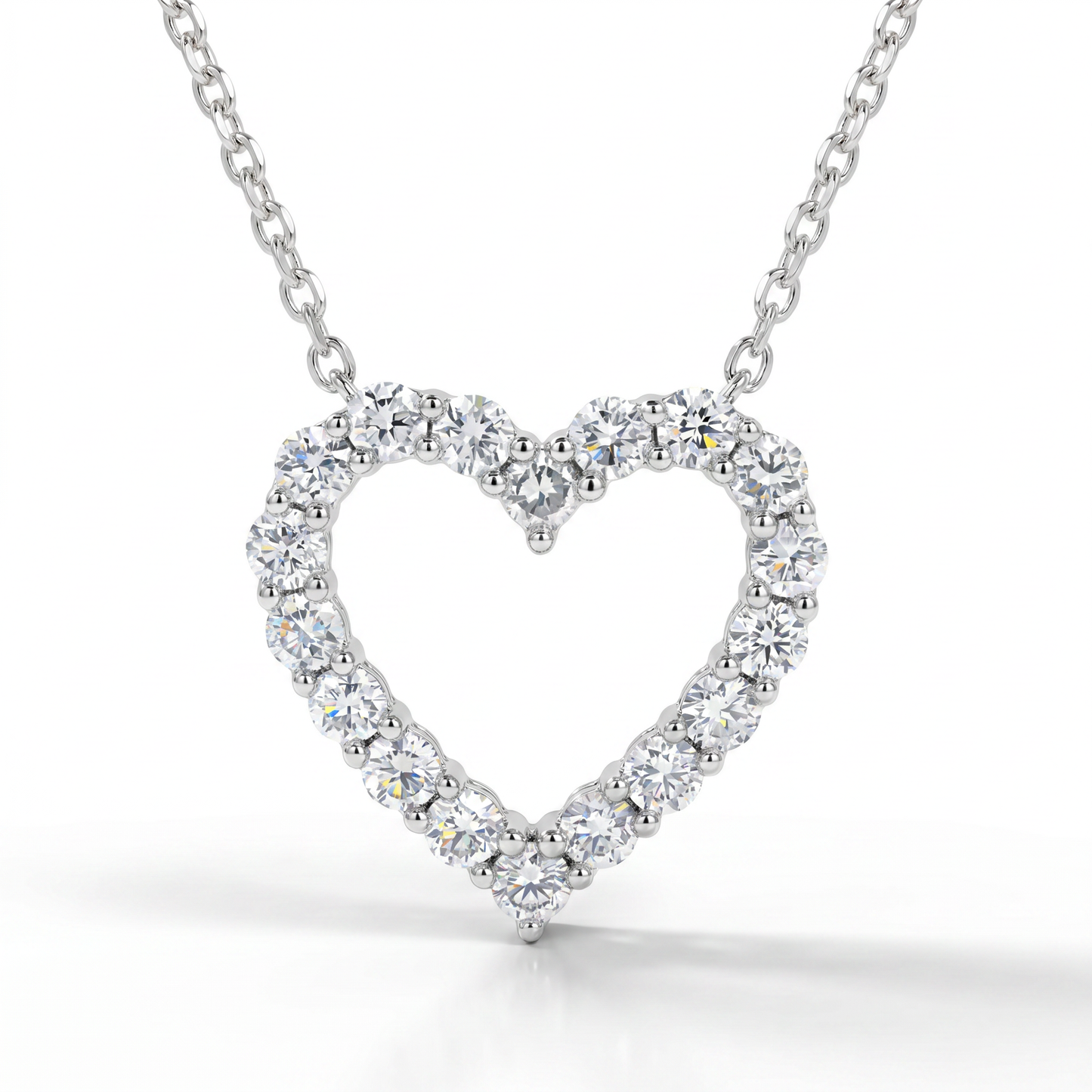 Sterling Silver Lab Grown Diamond Heart Pendant 0.50ctw