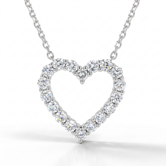 Sterling Silver Lab Grown Diamond Heart Pendant 0.50ctw