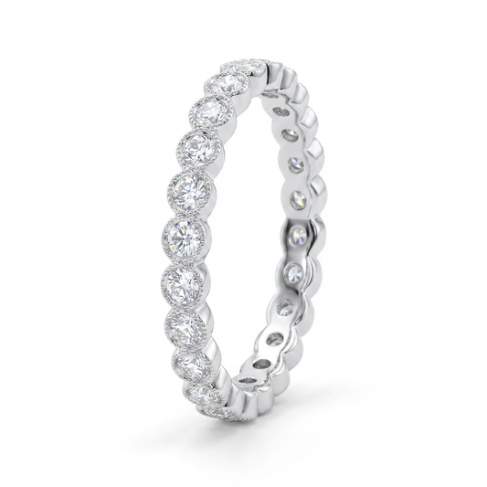14K White Gold Diamond Stackable Eternity Band - Size 6.5