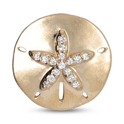 14K Yellow Gold Diamond Sand Dollar Pendant - 0.16ctw