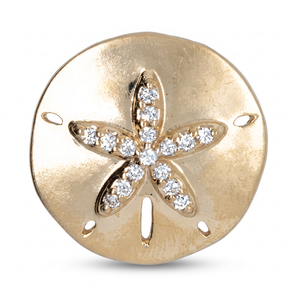 14K Yellow Gold Diamond Sand Dollar Pendant - 0.16ctw