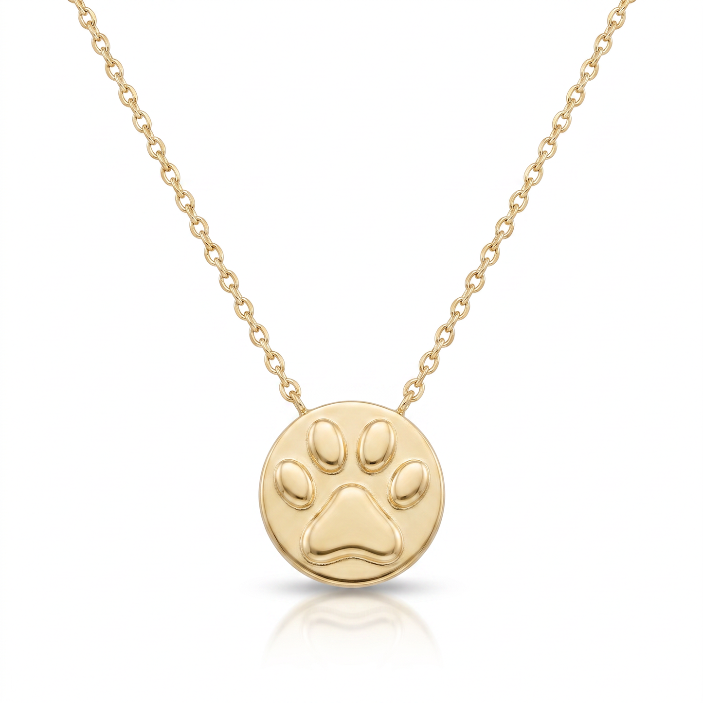 14K Yellow Gold Petite Paw Print Disc Pendant
