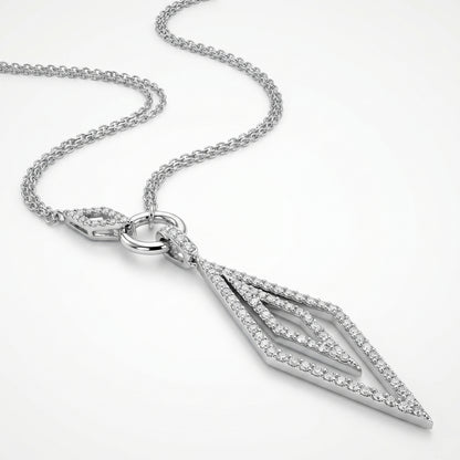 14K White Gold Art Deco Diamond Pendant - 1.0ctw Modern Luxury