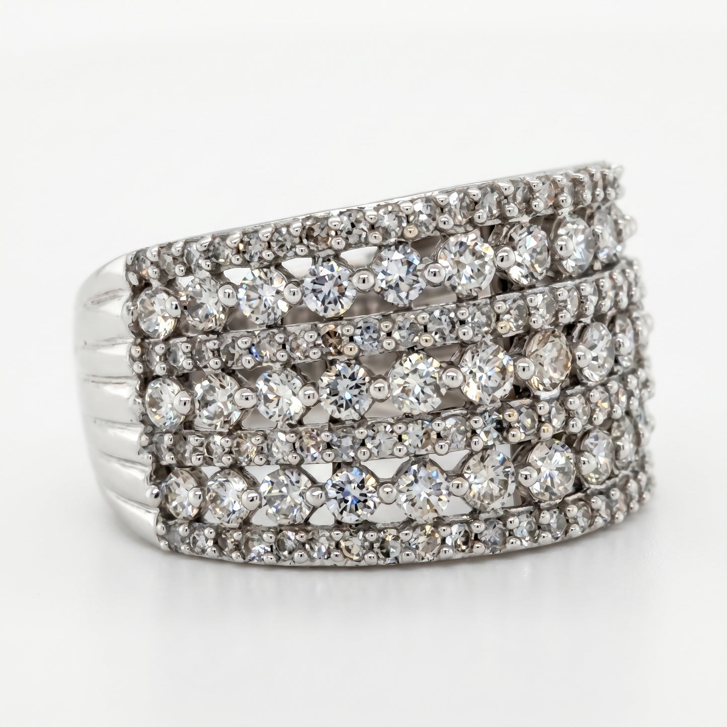 10K White Gold 2.0ctw Diamond Band Ring - 7 Row Design Size 7