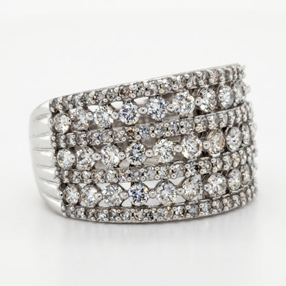 10K White Gold 2.0ctw Diamond Band Ring - 7 Row Design Size 7