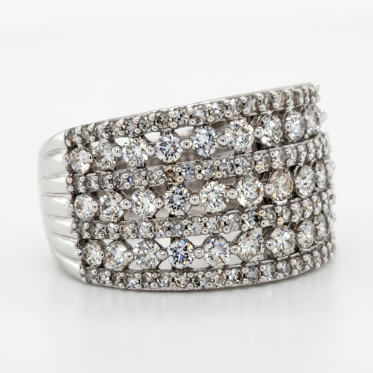 10K White Gold 2.0ctw Diamond Band Ring - 7 Row Design Size 7