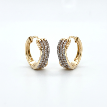 Sterling Silver Vermeil Lab Diamond Hoop Earrings 0.50ctw