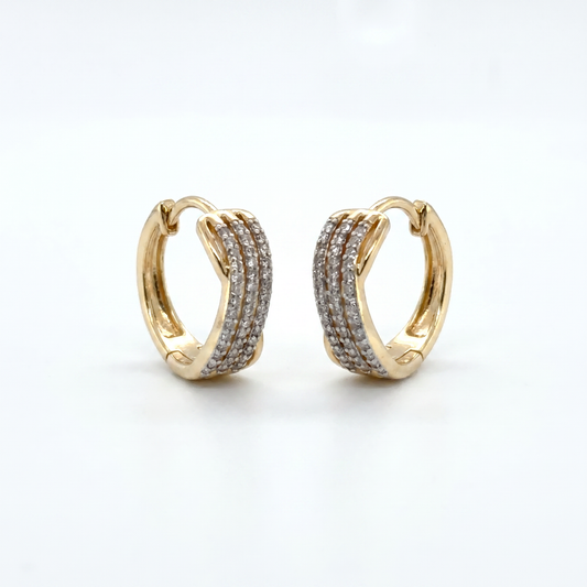 Sterling Silver Vermeil Lab Diamond Hoop Earrings 0.50ctw
