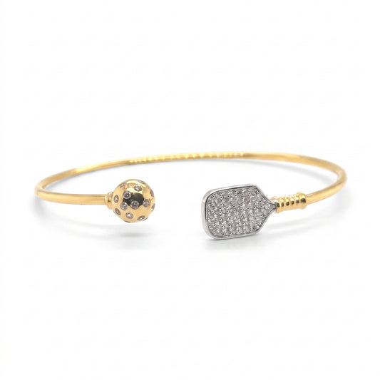 Sterling Silver 18K Gold Vermeil Cubic Zirconia Pickleball Cuff