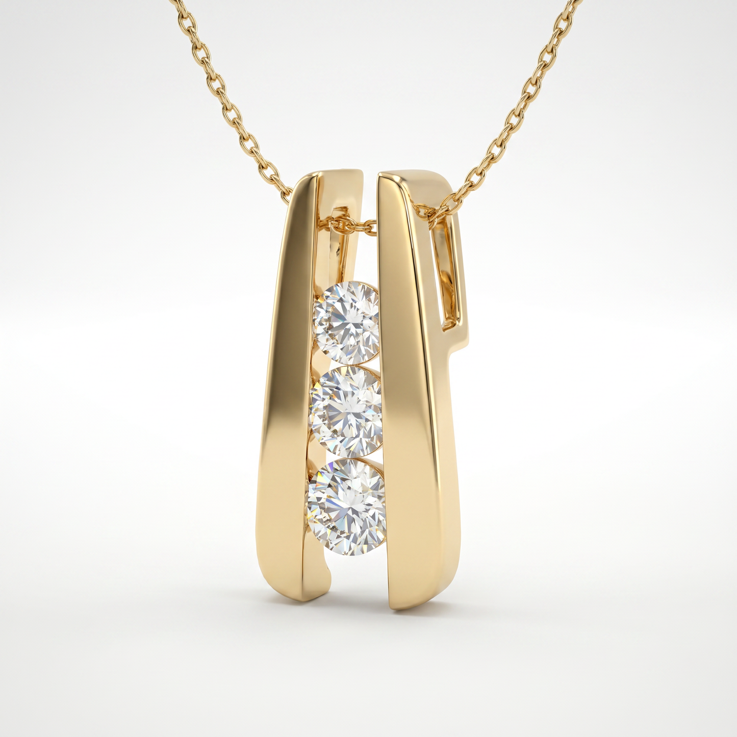 14K Yellow Gold Diamond Pendant - 0.53ctw Round Brilliant Cut