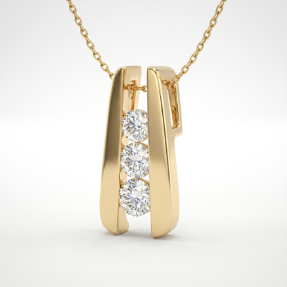 14K Yellow Gold Diamond Pendant - 0.53ctw Round Brilliant Cut