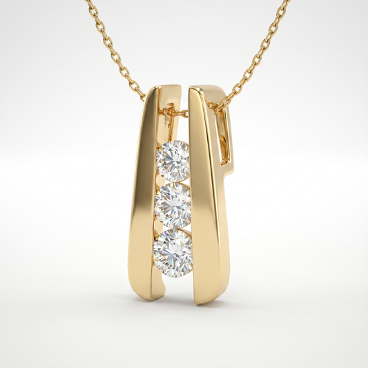 14K Yellow Gold Diamond Pendant - 0.53ctw Round Brilliant Cut