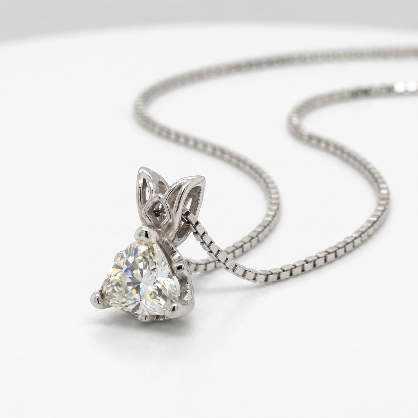 14K White Gold 0.54ct Trillion Diamond Solitaire Pendant