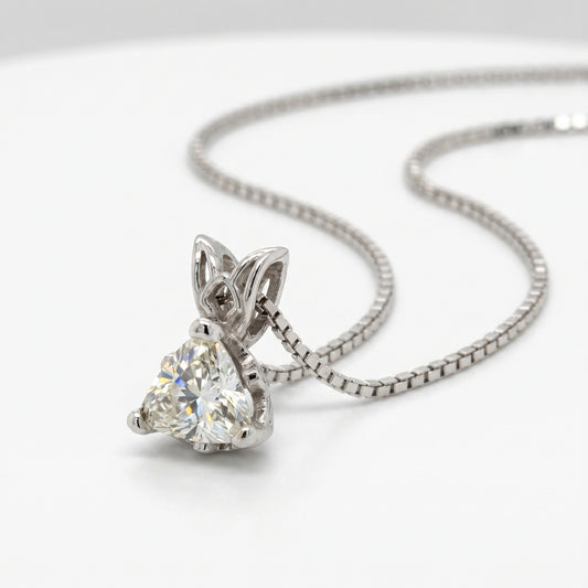 14K White Gold 0.54ct Trillion Diamond Solitaire Pendant