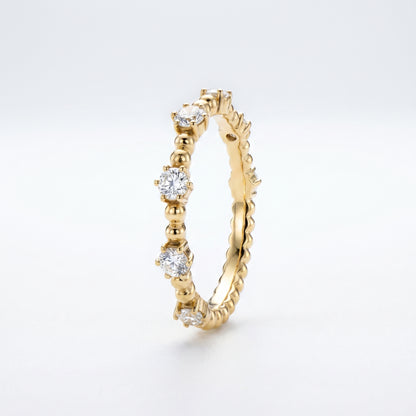 18K Yellow Gold Diamond Stackable Band Ring - 0.19ctw