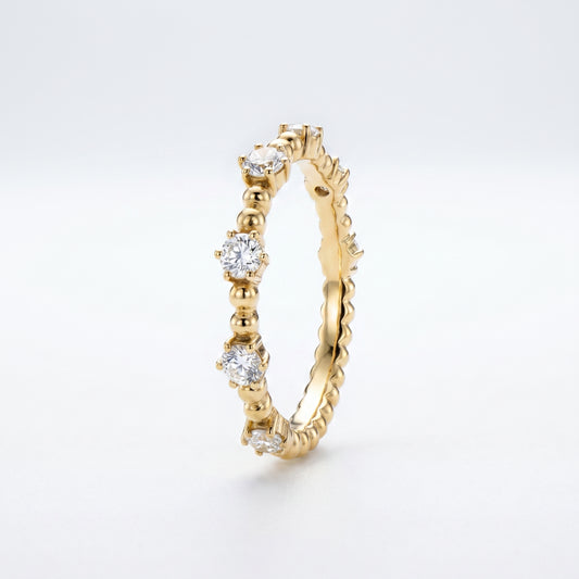 18K Yellow Gold Diamond Stackable Band Ring - 0.19ctw