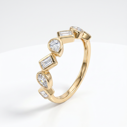 14K Yellow Gold Pivoting Shapes Diamond Band Ring - 0.39ctw
