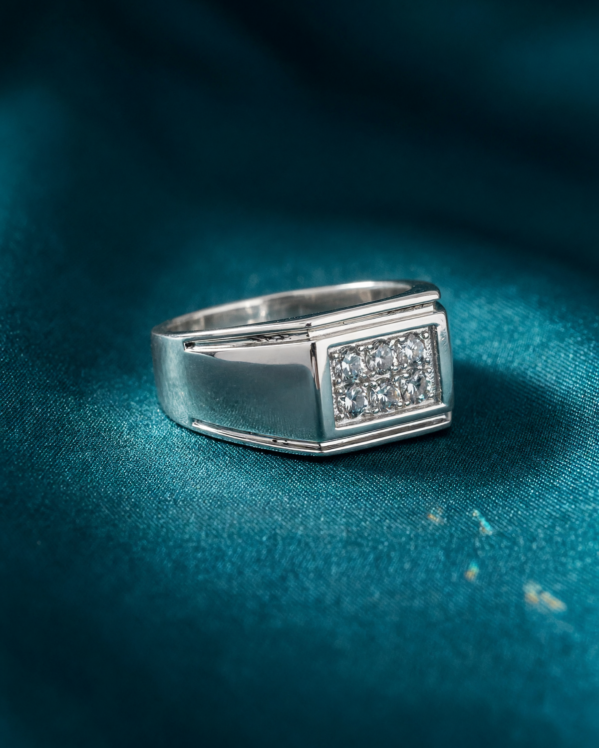Sterling Silver Men's Cubic Zirconia Ring - Size 10