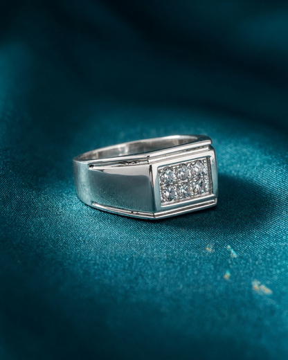 Sterling Silver Men's Cubic Zirconia Ring - Size 10
