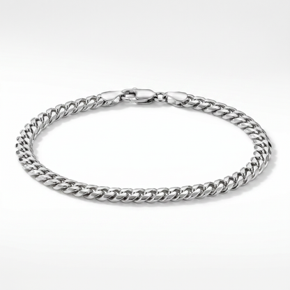 14K White Gold Miami Cuban Link Bracelet - 5.2mm, 8.25"