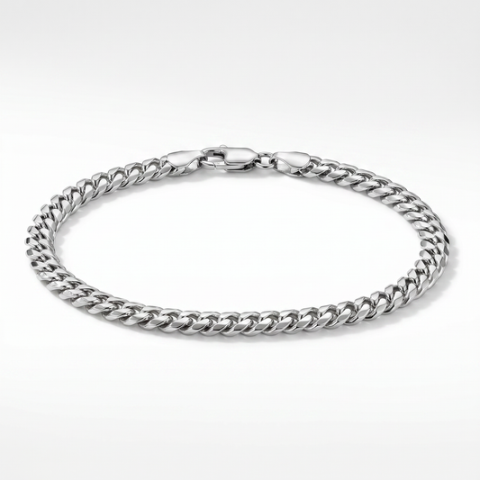 14K White Gold Miami Cuban Link Bracelet - 5.2mm, 8.25"