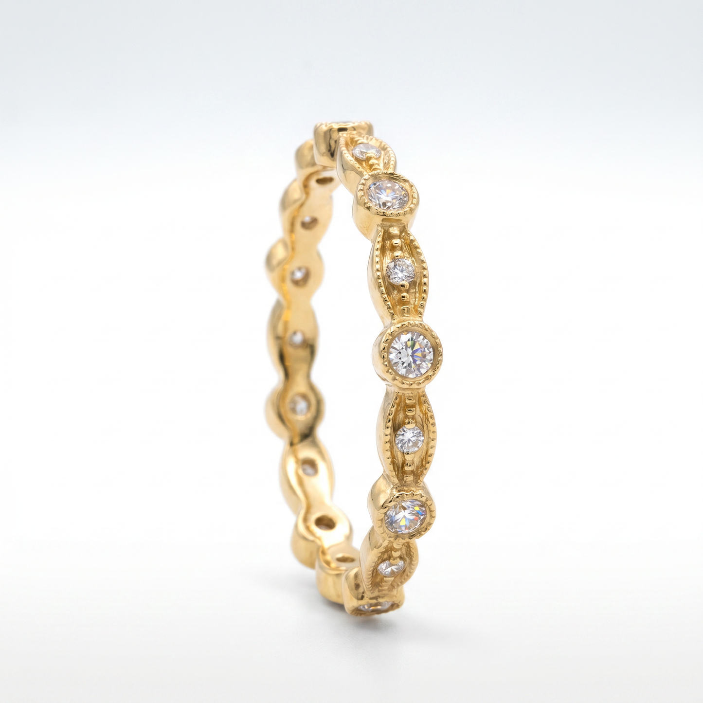 18K Yellow Gold Diamond Stackable Band Ring - 0.15ctw