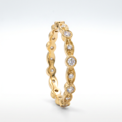 18K Yellow Gold Diamond Stackable Band Ring - 0.15ctw