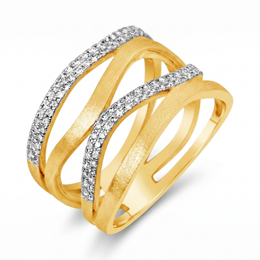 14K Yellow Gold Freeform Diamond Band Ring - 0.29ctw