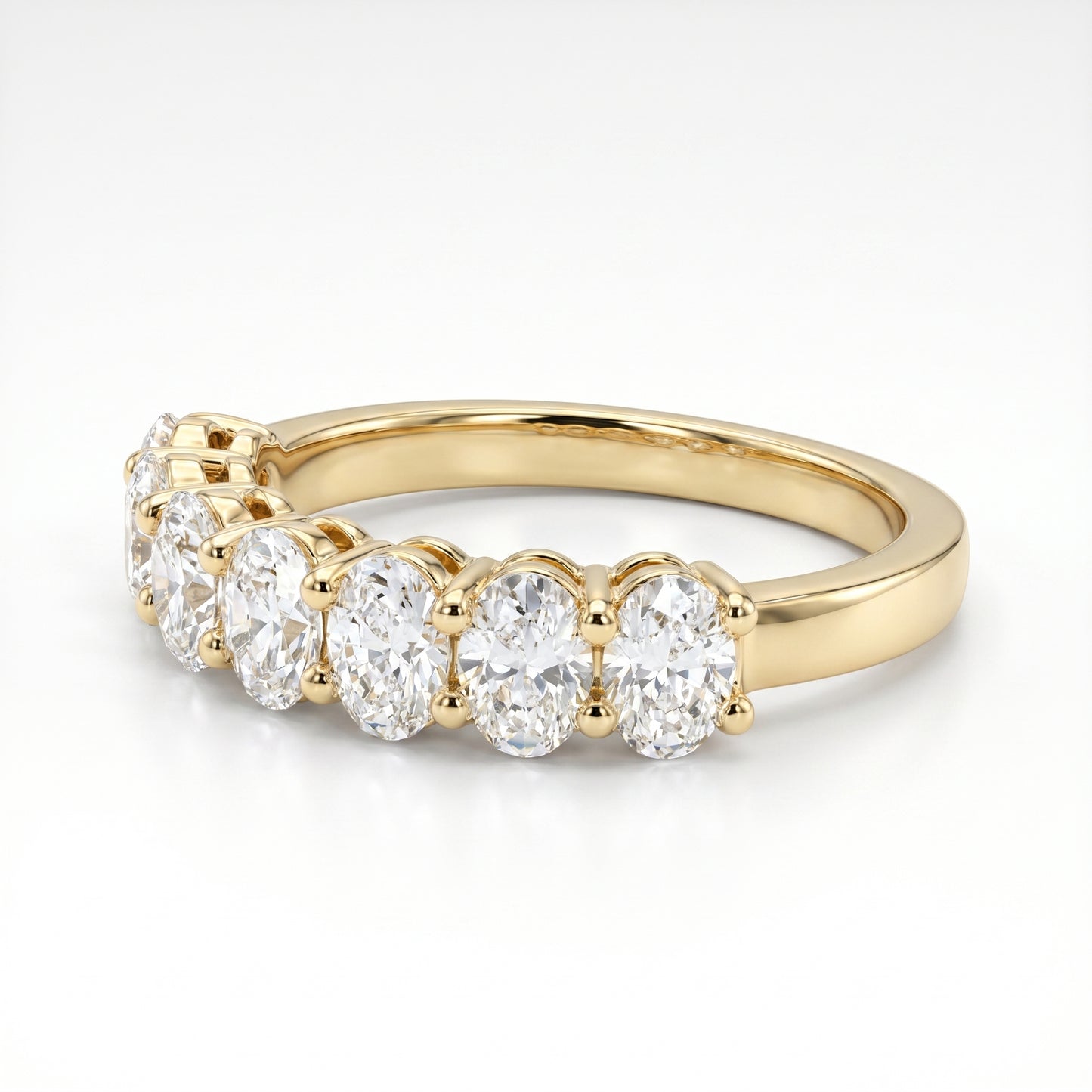14K Yellow Gold Oval Diamond Wedding Band - 1.32ctw