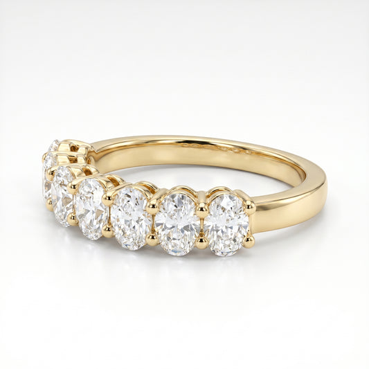 14K Yellow Gold Oval Diamond Wedding Band - 1.32ctw