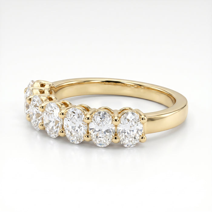 14K Yellow Gold Oval Diamond Wedding Band - 1.32ctw