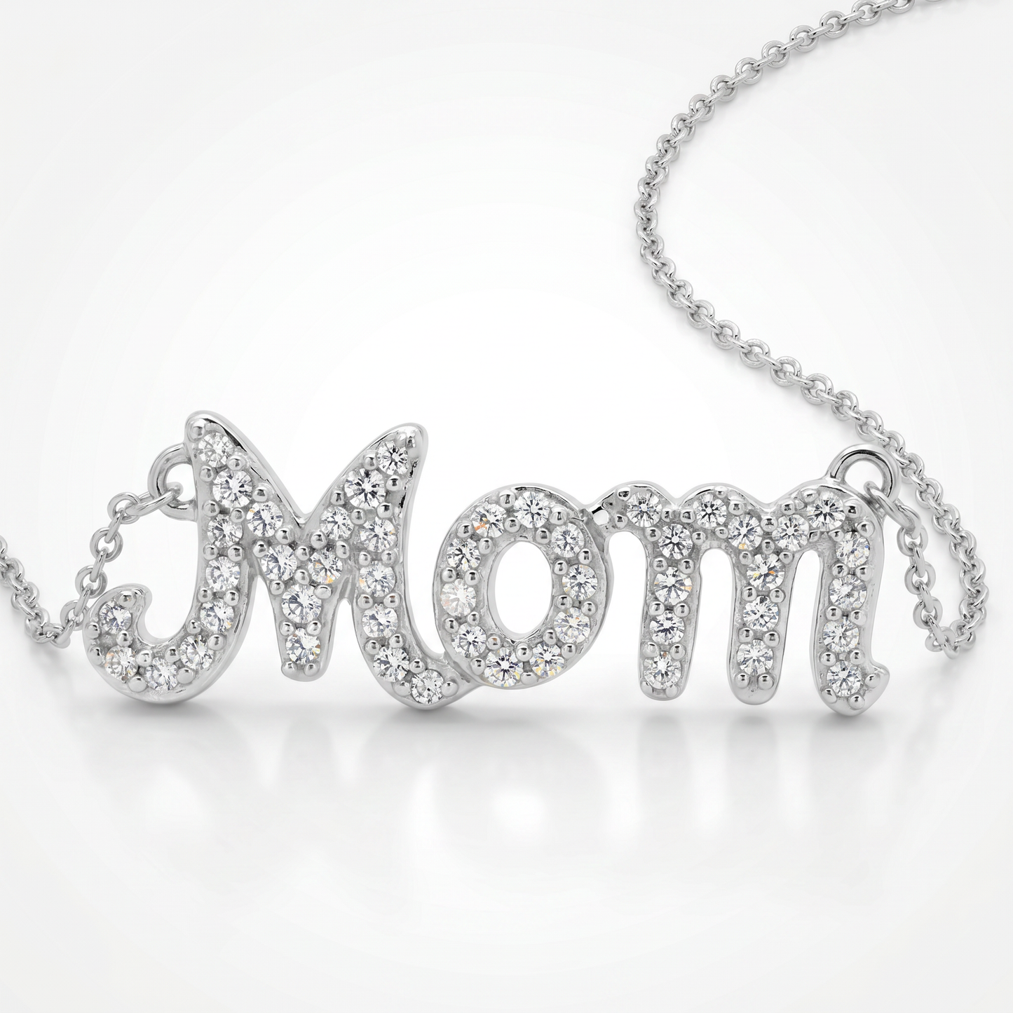 Sterling Silver Diamond Mom Pendant with 18" Chain - 0.25ctw