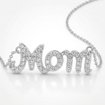 Sterling Silver Diamond Mom Pendant with 18" Chain - 0.25ctw