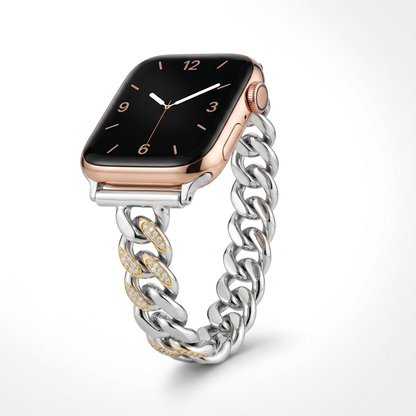 Sterling Silver & 14K Gold Diamond Apple Watch Band - 0.61ctw