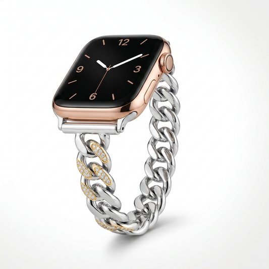 Sterling Silver & 14K Gold Diamond Apple Watch Band - 0.61ctw
