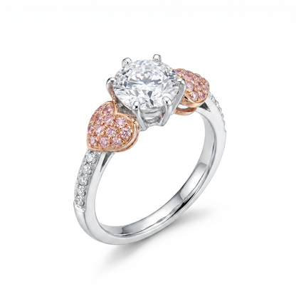 18K White & Rose Gold Pink Diamond Engagement Ring 0.92ct