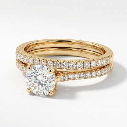 18K Yellow Gold 0.75ct Diamond Engagement & Wedding Band Set
