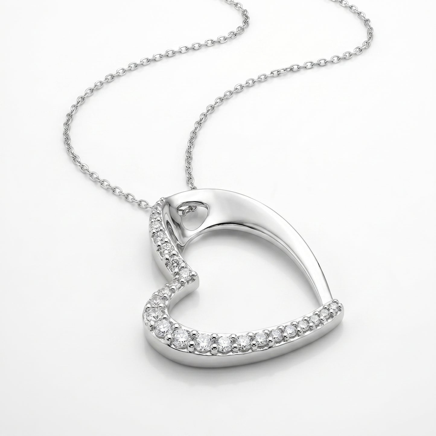 14K White Gold Diamond Heart Pendant - 0.33ctw, 18" Chain