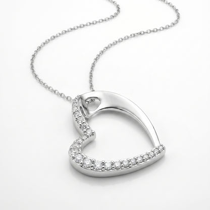 14K White Gold Diamond Heart Pendant - 0.33ctw, 18" Chain
