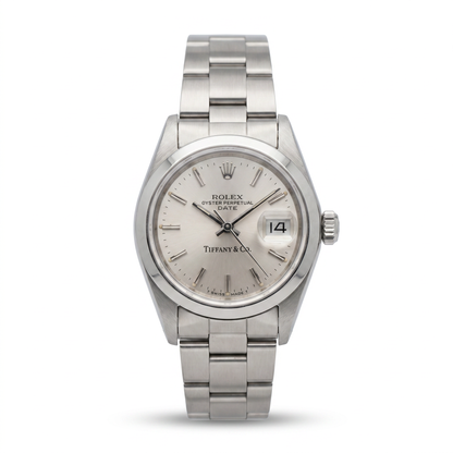 1990 Rolex Date 26mm Tiffany & Co Stainless Steel Watch