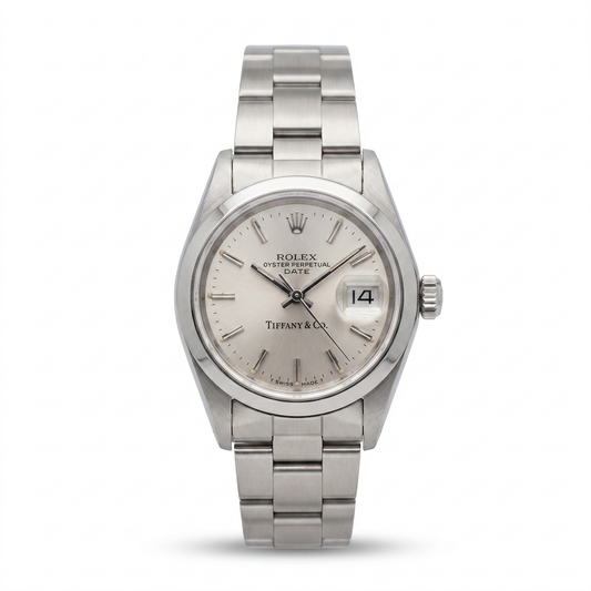 1990 Rolex Date 26mm Tiffany & Co Stainless Steel Watch