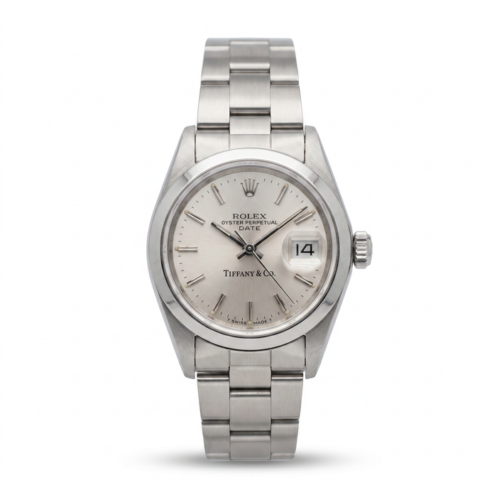 1990 Rolex Date 26mm Tiffany & Co Stainless Steel Watch