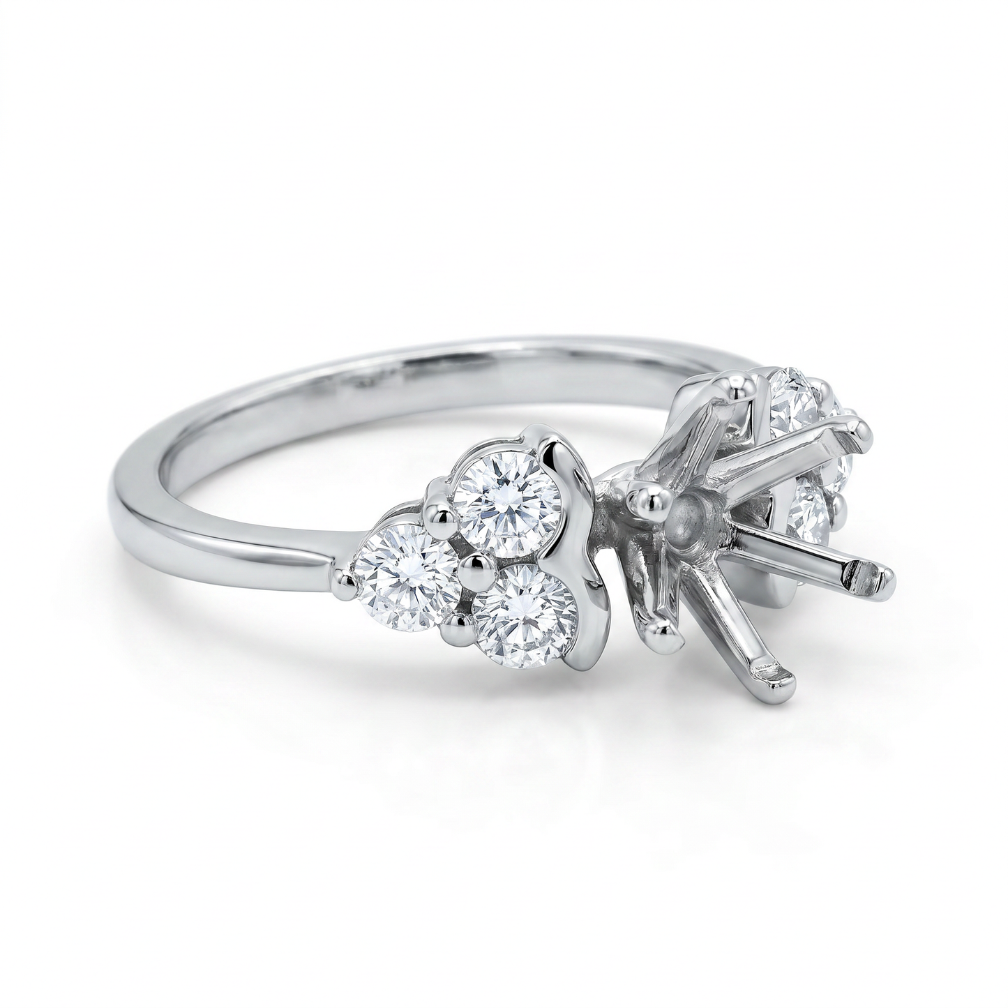 Platinum Diamond Engagement Ring Semi-Mount - 0.66ctw H SI1