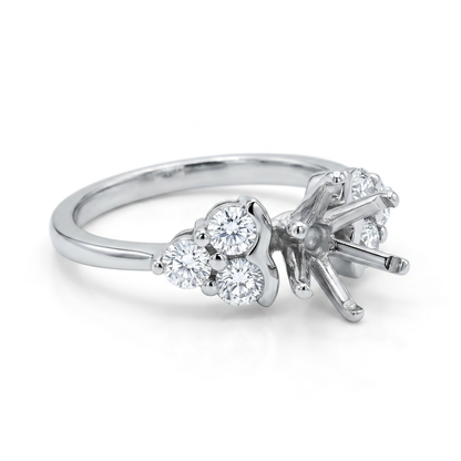 Platinum Diamond Engagement Ring Semi-Mount - 0.66ctw H SI1