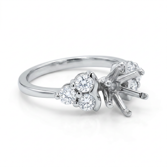 Platinum Diamond Engagement Ring Semi-Mount - 0.66ctw H SI1