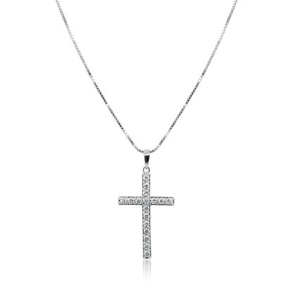 10K White Gold Lab Grown Diamond Cross Pendant Necklace
