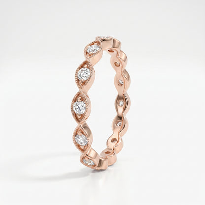 14K Rose Gold Diamond Stackable Band Ring - 0.21ctw