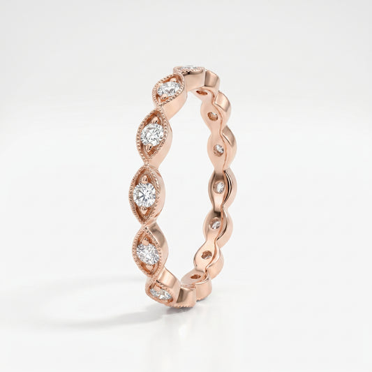 14K Rose Gold Diamond Stackable Band Ring - 0.21ctw
