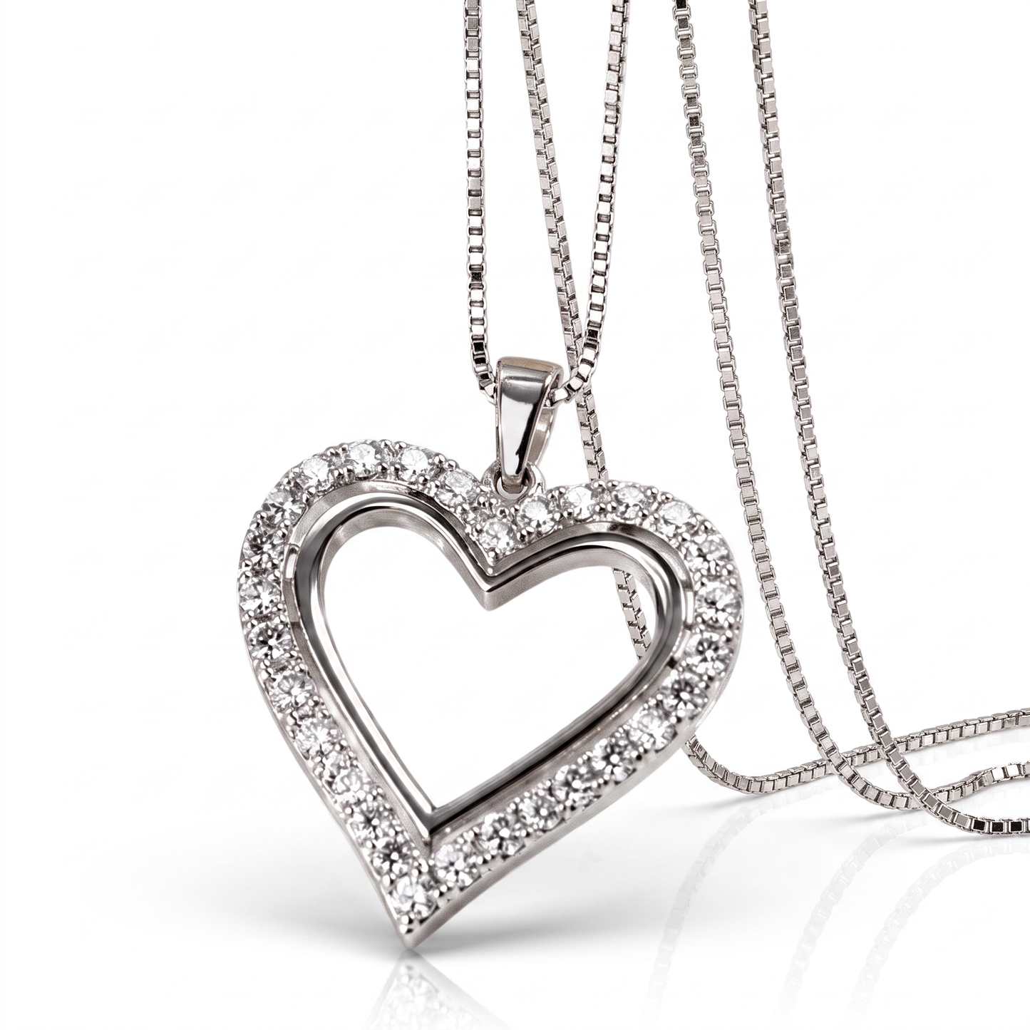 925 Sterling Silver Rose Gold Plated CZ Heart Pendant Necklace 18"