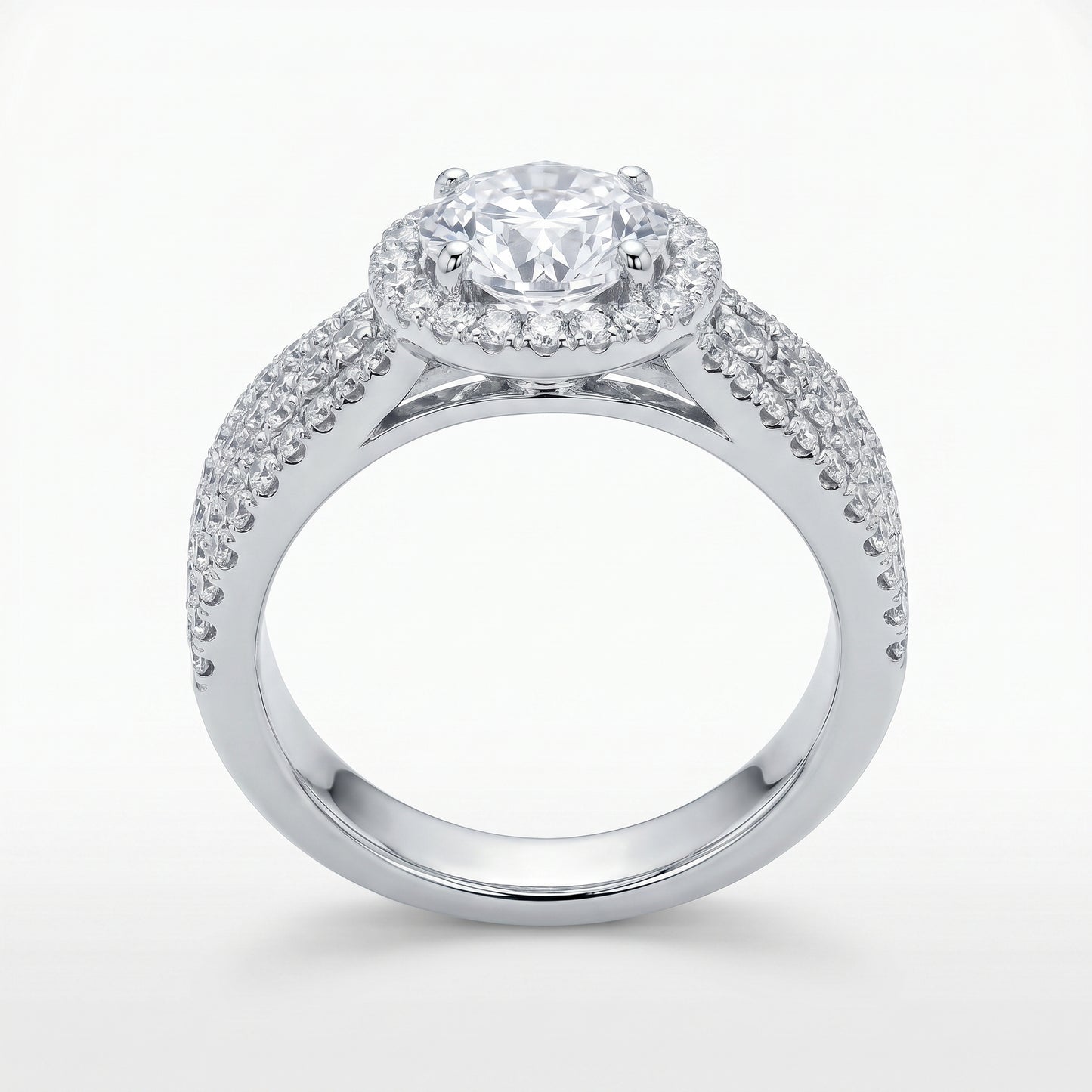 18K White Gold 1.0ct Diamond Halo Engagement Ring - EGL Certified